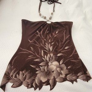 Demore, Large , Halter Top, Brown